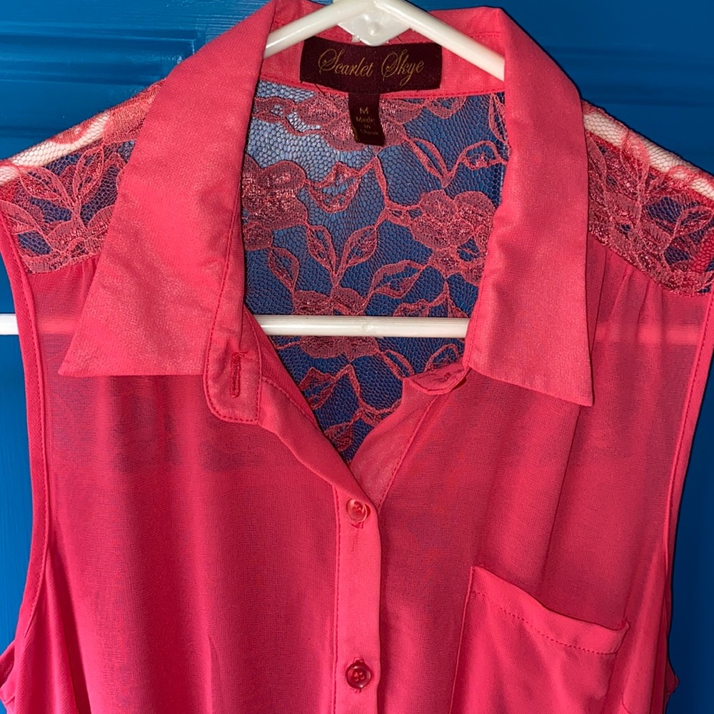 Scarlet Skye Size Medium Pink Lace Dress